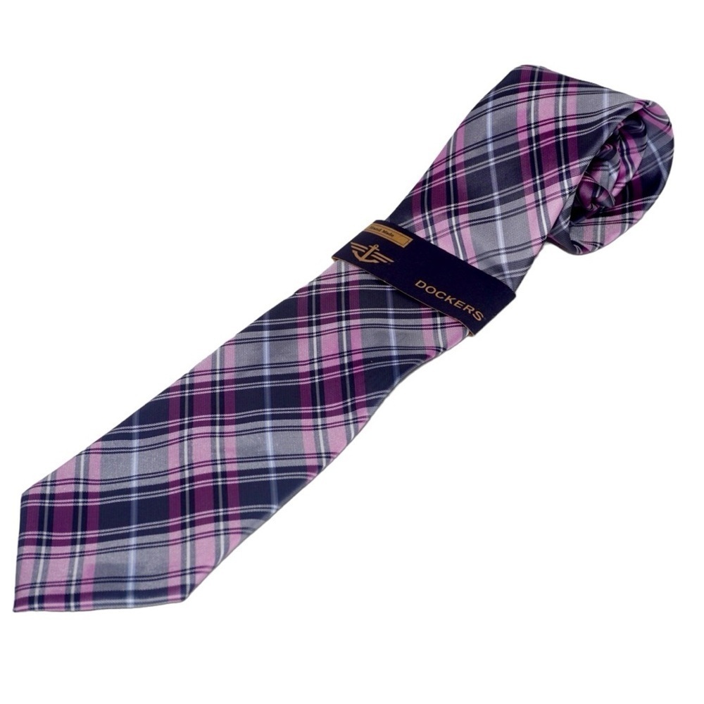 Dockers NWT Gray and Pink Plaid Men's Tie